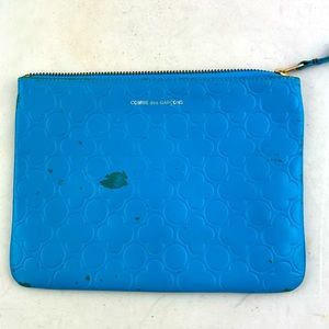 Commes Des Garçons Blue Embossed Clutch
